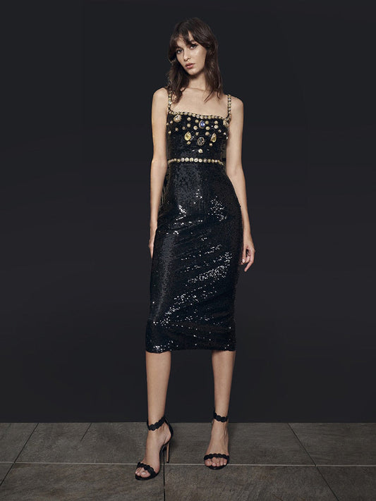 Elegant Crystal Sequin Dinner Dress | same ANTHEM.