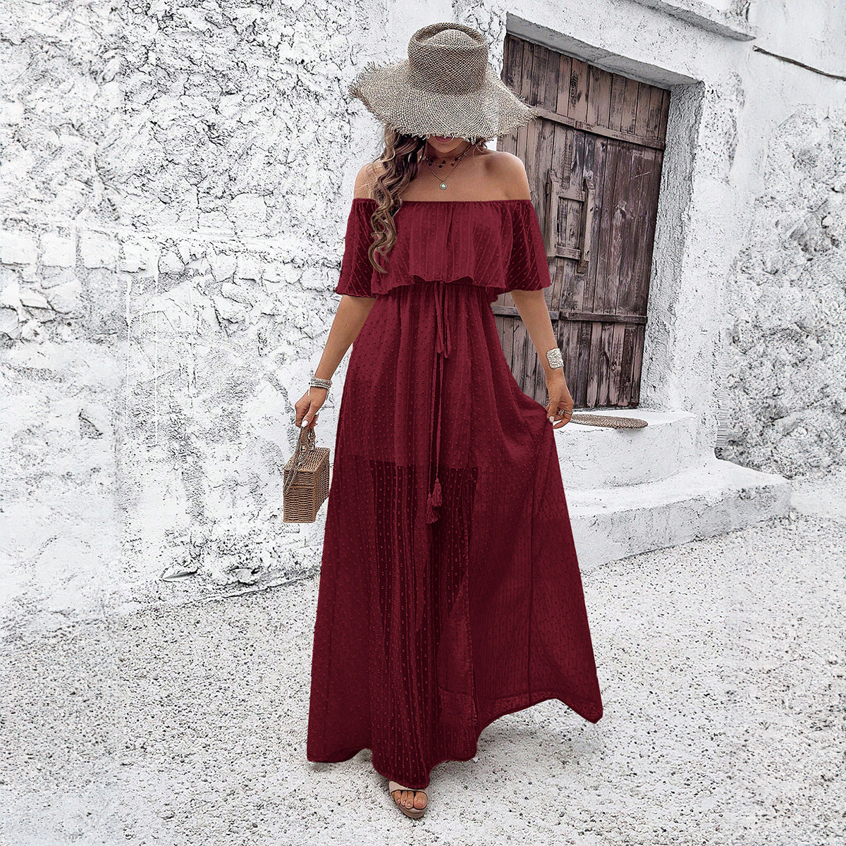 Elegant Off-Shoulder Lover’s Dress | same ANTHEM® - Wine red / L - Dress