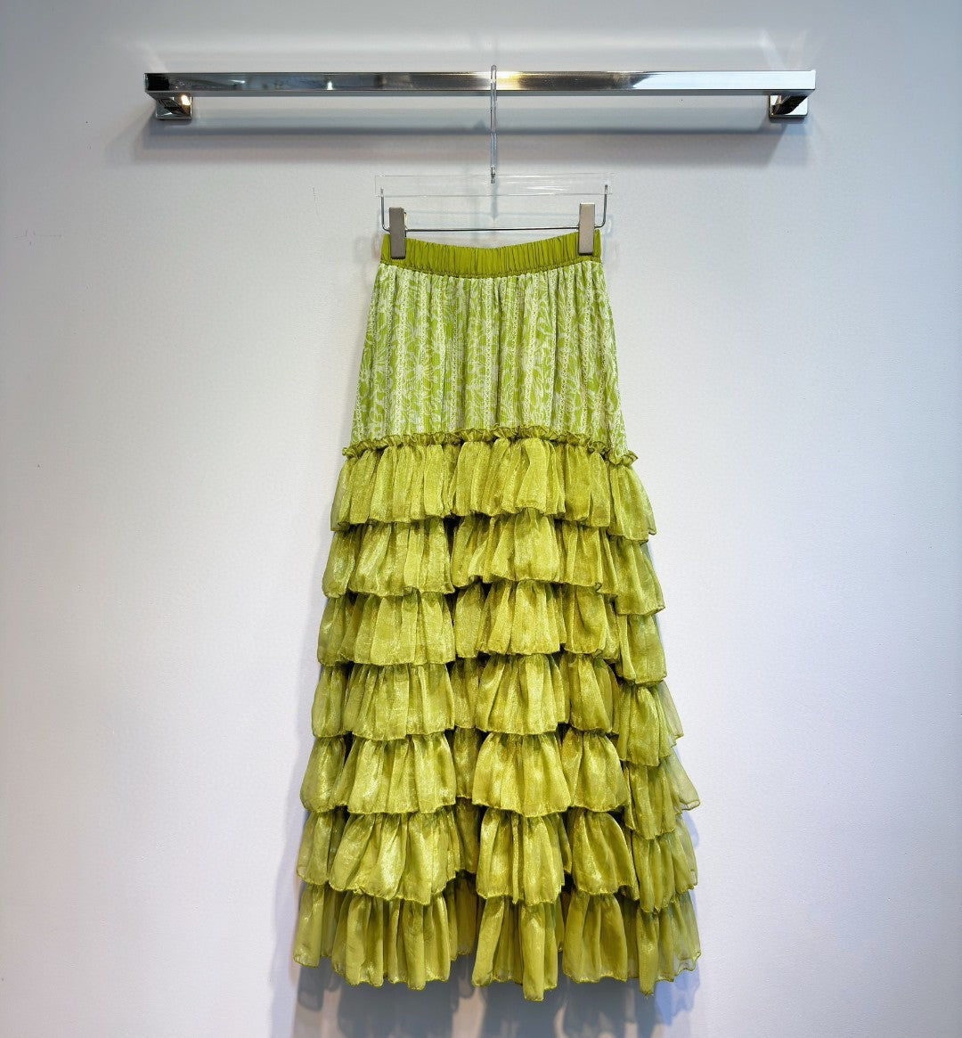 Elegant Patchwork Mesh Skirt | same ANTHEM® - GREEN / M