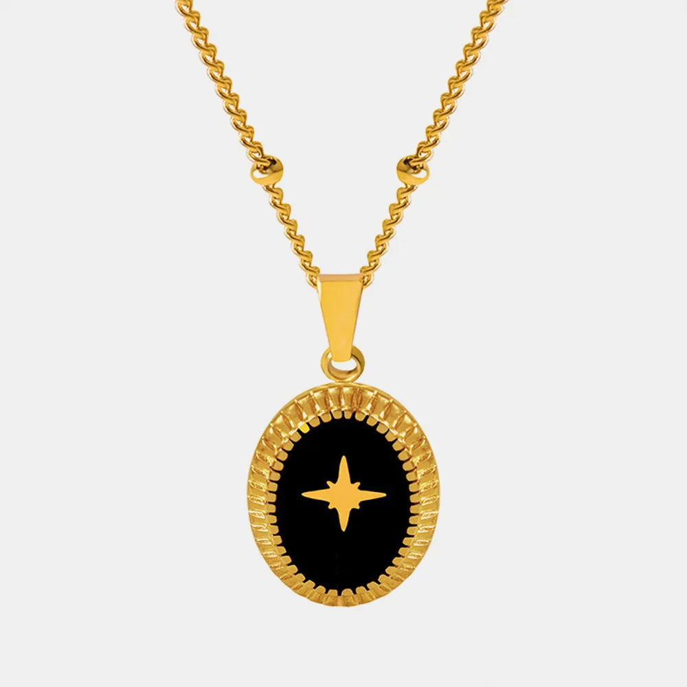 Elliptical Star Pendant Necklace – Titanium Steel Streetwear Jewelry | same ANTHEM. - Gold / One Size