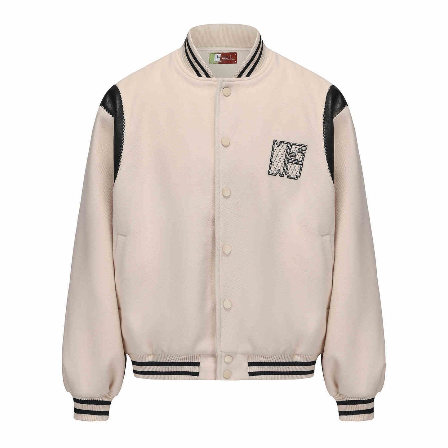 Contrast Color Embroidered Couple’s Baseball Uniform Jacket Coat - White / L - Bag