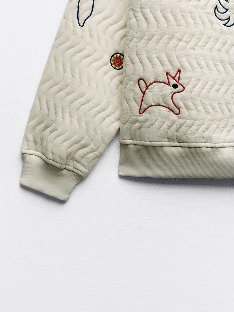 Embroidered Oversized Quilted Sweatshirt – same ANTHEM | French Chic Soulmate Style