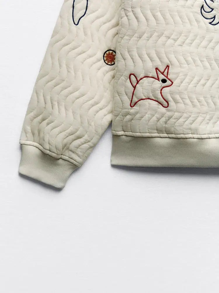 Embroidered Oversized Quilted Sweatshirt – same ANTHEM | French Chic Soulmate Style