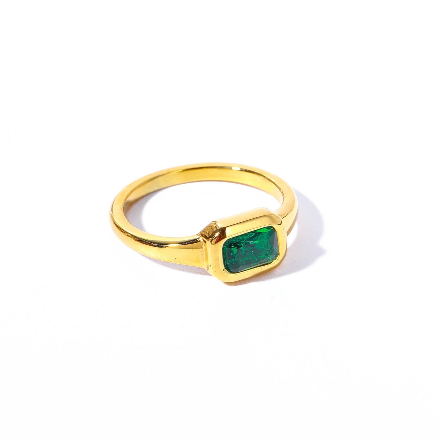 Emerald Honeycomb Zircon Ring | Boho Statement Jewelry | Same Anthem - Golden And Green / Free Size