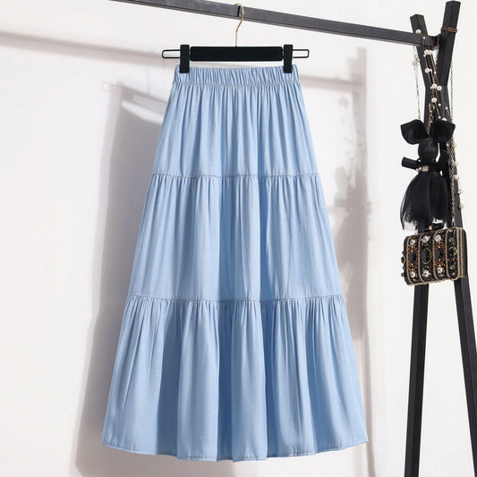 encel A-Line Denim Skirt – Dreamy Silky Style for Soulmates | Same ANTHEM