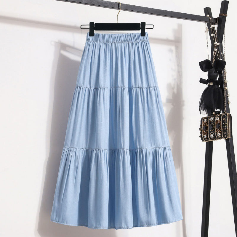 encel A-Line Denim Skirt – Dreamy Silky Style for Soulmates | Same ANTHEM - Light Blue / 2XL