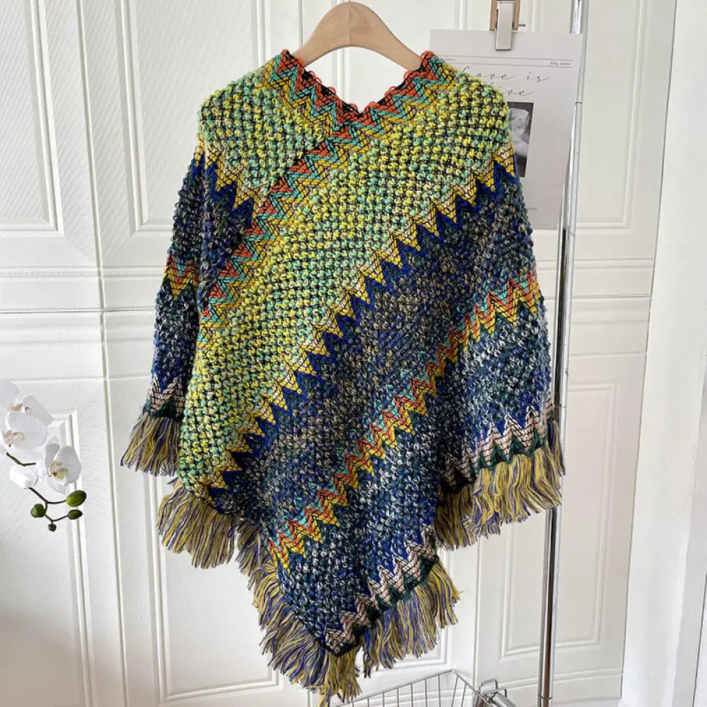 Ethnic Style Shawl Scarf | same ANTHEM. Soulmate Streetwear for Friends & Besties - Rainbow Yellow Blue