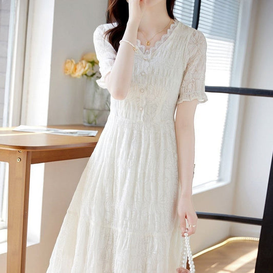Fairy Style V-neck Lace Stitching Dress | Romantic & Dreamy Women’s Dress | Same Anthem