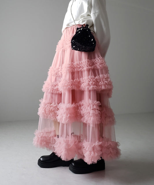 Fairytale Mesh Skirt – dreamy Japanese streetwear | same ANTHEM. - Lotus root color / one size