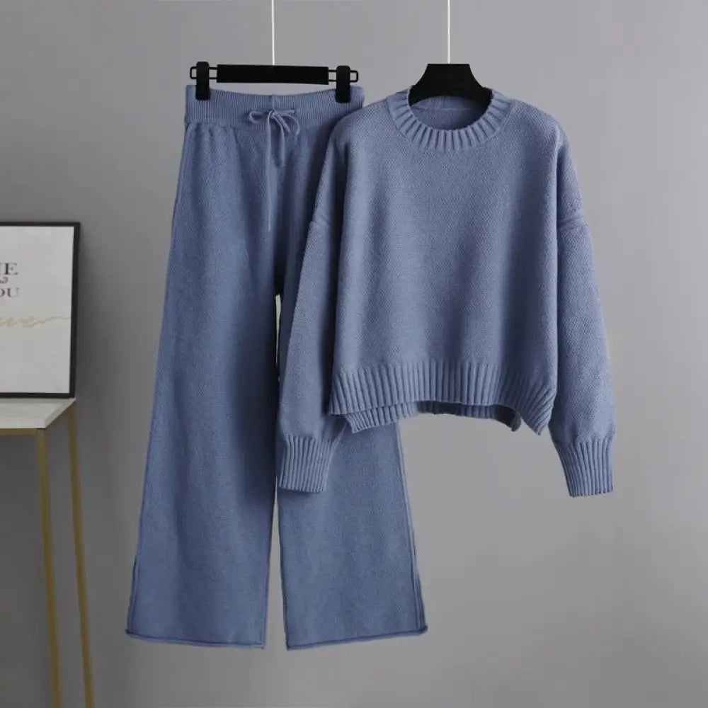 Fashion Casual Knitting Suit Pants | Korean Style Loose Women’s Pants | same ANTHEM - Sapphire Blue / L - Korean suit