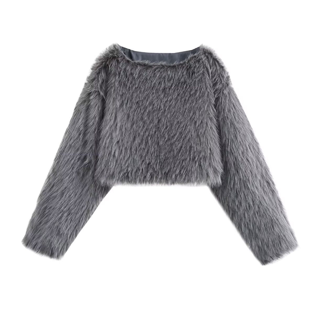 Faux Fur Pullover Top Women | Cozy Streetwear | same ANTHEM. - gray / S