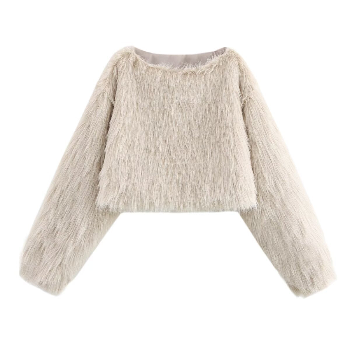 Faux Fur Pullover Top Women | Cozy Streetwear | same ANTHEM. - milky white / S