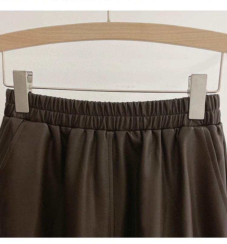 Faux Leather A-Line Midi Skirt – Vintage Chic for Soulmates | same ANTHEM.