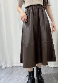 Faux Leather A-Line Midi Skirt – Vintage Chic for Soulmates | same ANTHEM.