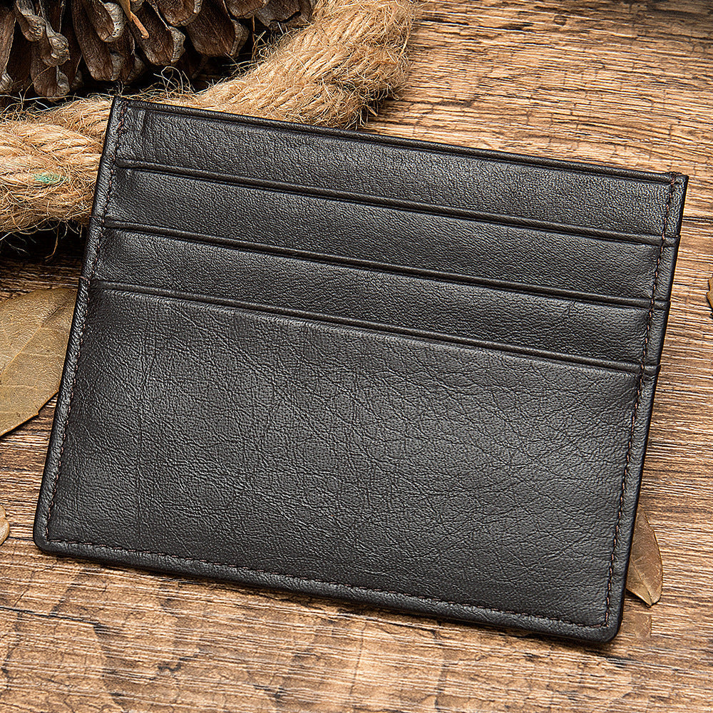 First Layer Cowhide Card Holder – same ANTHEM. Minimalist Fashion Accessory - Coffee