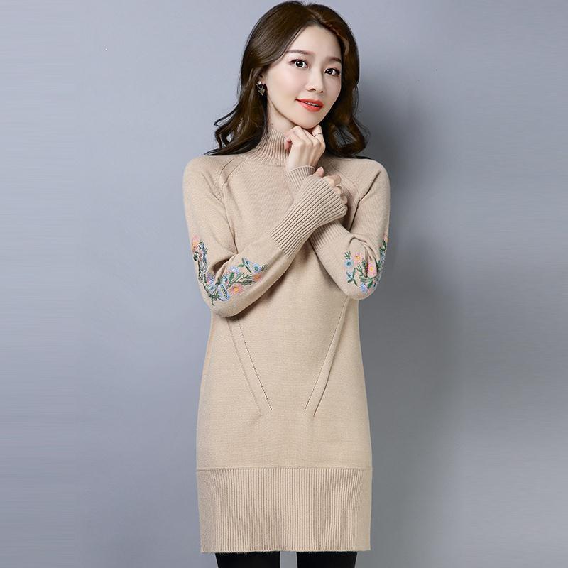 Fleece-Lined Woolen Winter Dress | Romantic French Style Cozy Dress | same ANTHEM - D42 Light Brown / 3XL
