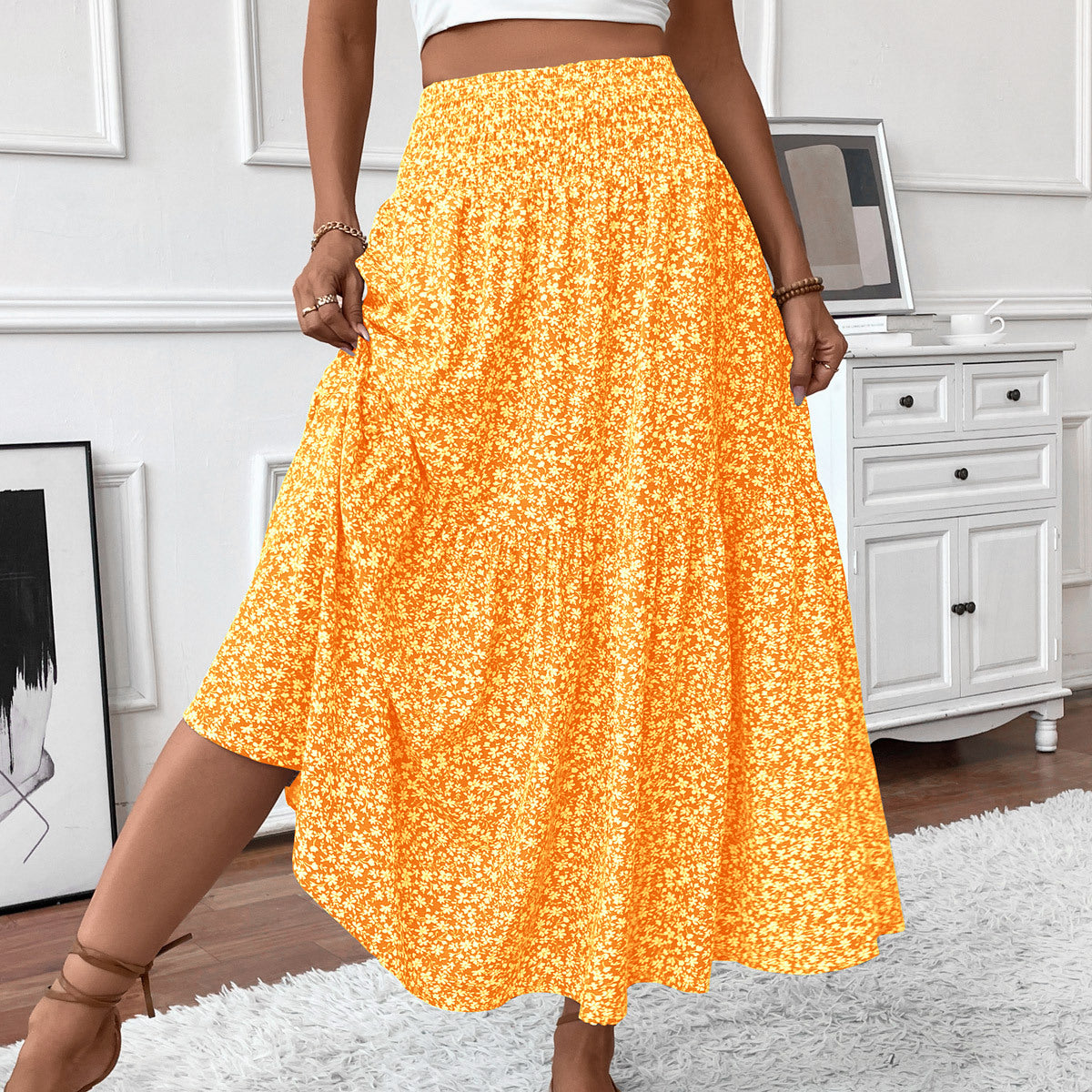Floral Three-layer Long Patchwork Skirt – Made for Lovers & Friends | Wear Your Style Sing the Same Anthem - Yellow
