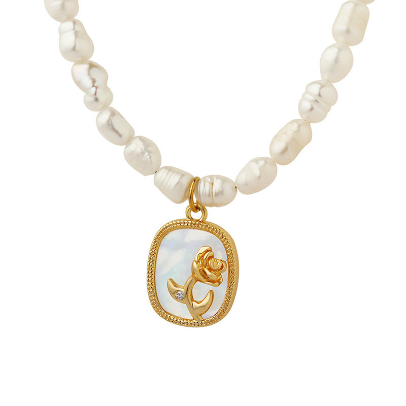 French Baroque Freshwater Pearl Relief Necklace – Romantic Statement Jewelry | same ANTHEM - Gold / One Size