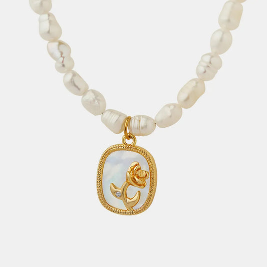 French Baroque Freshwater Pearl Relief Necklace – Romantic Statement Jewelry | same ANTHEM - Gold / One Size