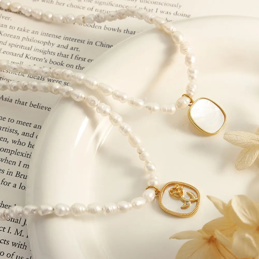 French Baroque Freshwater Pearl Relief Necklace – Romantic Statement Jewelry | same ANTHEM - Gold / One Size