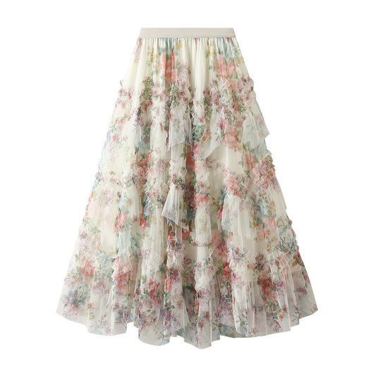 French Court Style Cake Skirt for Women | Dreamy Tulle Skirts | same ANTHEM - apricot / One size