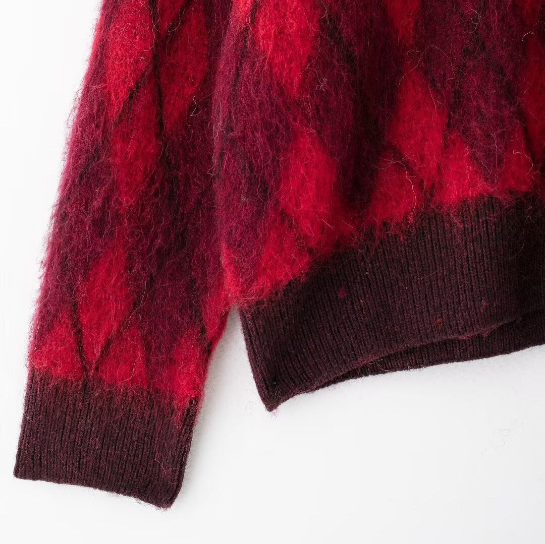 French Diamond Pattern Knitted Sweater for Women | same ANTHEM.