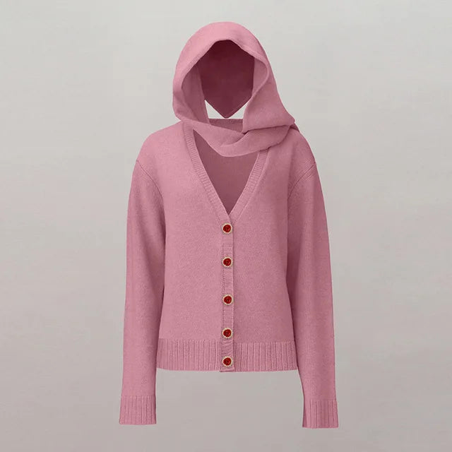 French Lazy Style V-Neck Patchwork Cardigan – same ANTHEM | Dreamy Soulmate Knitwear - PINK / S