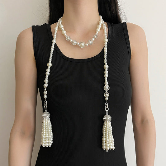 French Pearl Tassel Necklace – Light Luxury & High-End Design | same ANTHEM. - Main image Z-1404