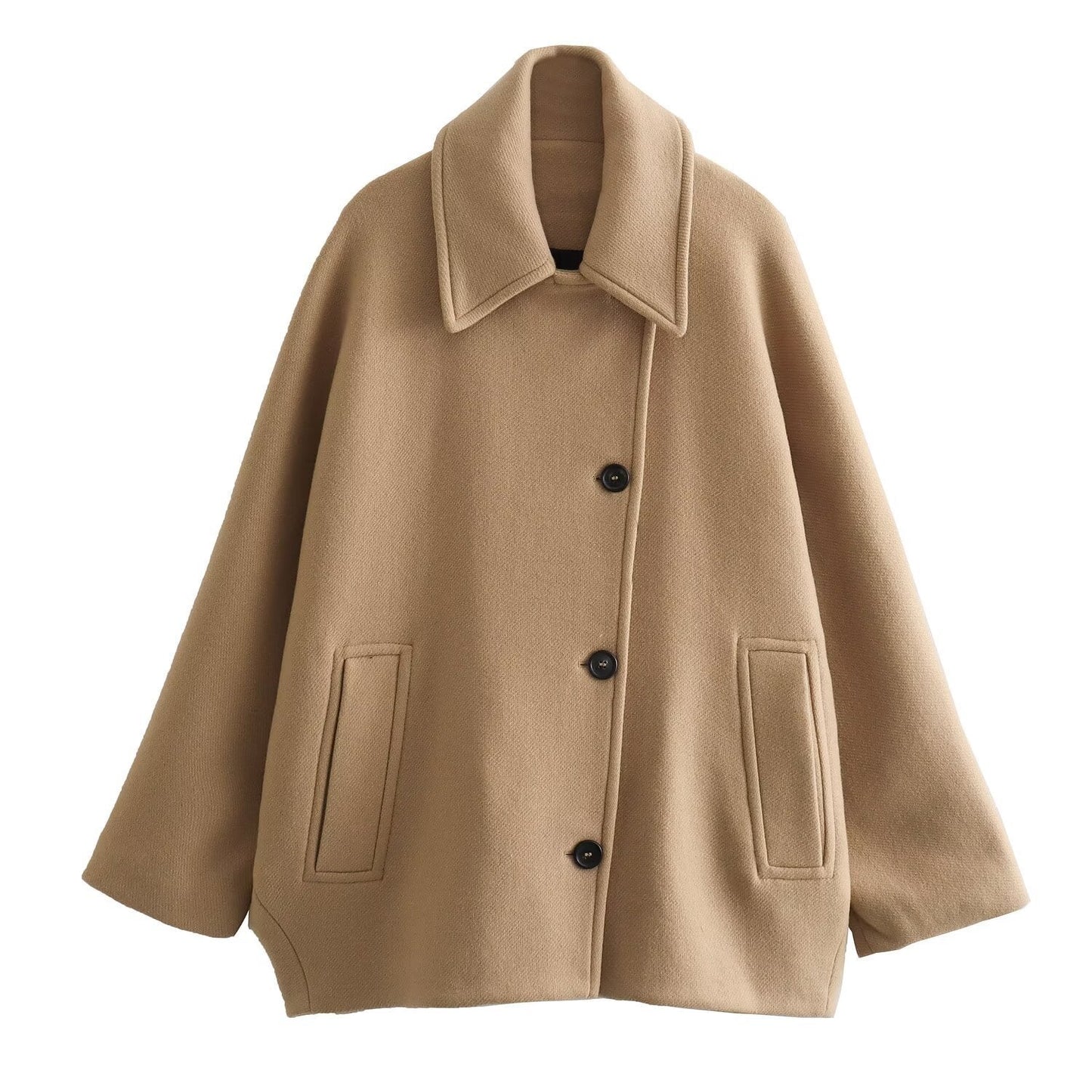 French Polo Collar Cape Sleeve Coat | same ANTHEM. Streetwear for Women - Khaki / L - Bag