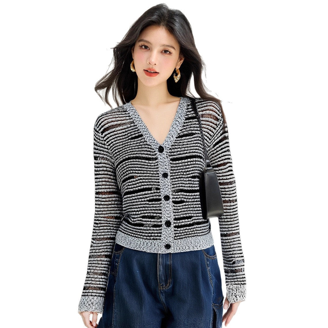 French Style Gray Knit Cardigan | same ANTHEM.
