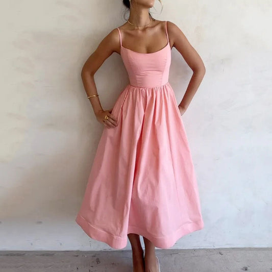 Fresh Sweet Suspender Dress | Romantic Chic Sundress for Lovers & Soulmates | Same Anthem - Pink / 2XL