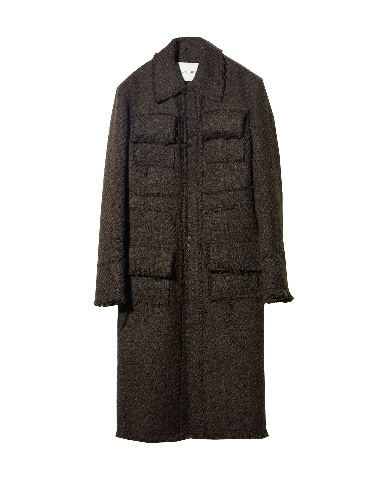 Fringe Damage Wandering Artist Long Woolen Coat - Brown / L - Bag