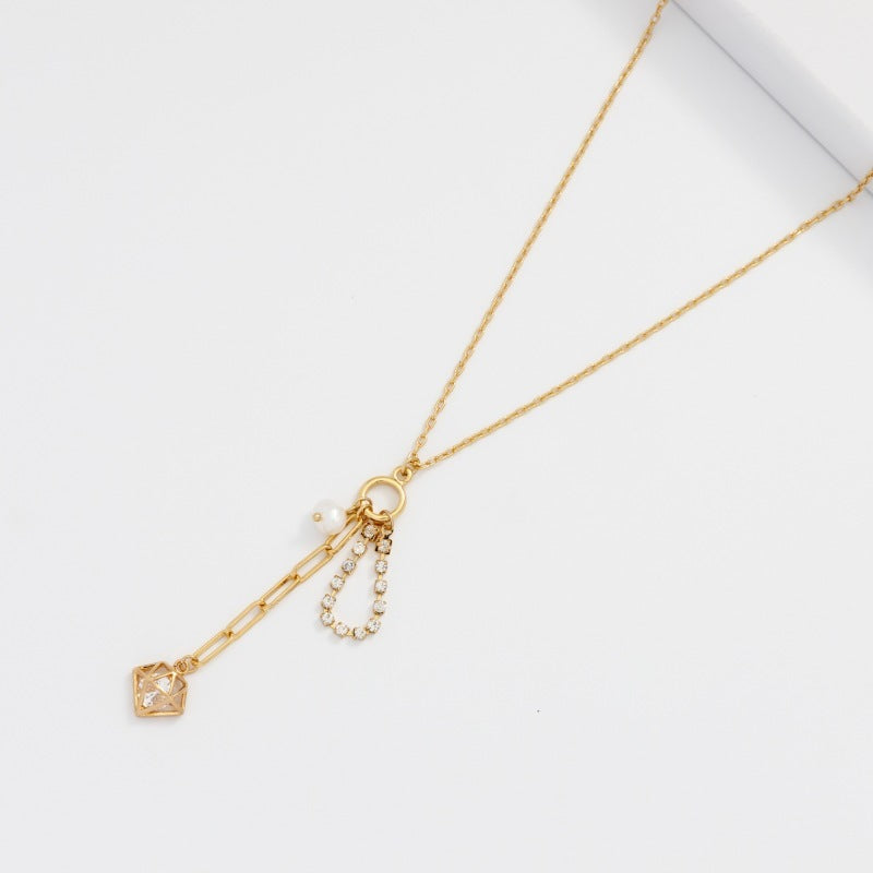 Frosty Gold Plated Zircon Pendant Necklace | Soulmate & Lovers Jewellery | same ANTHEM - Gold