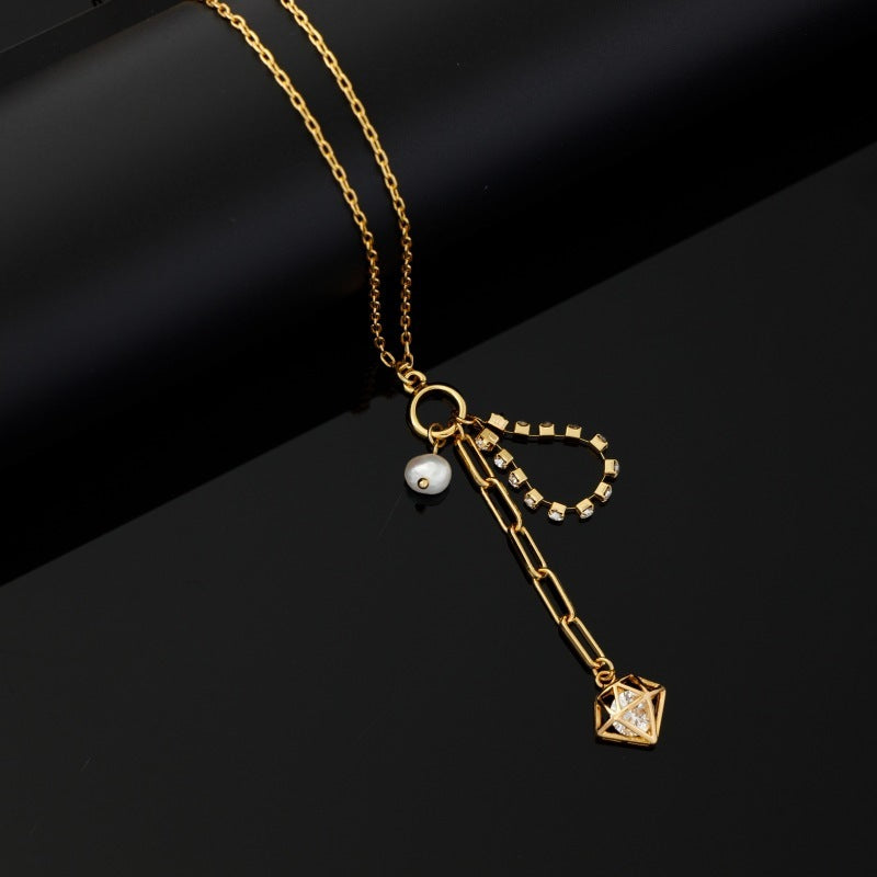 Frosty Gold Plated Zircon Pendant Necklace | Soulmate & Lovers Jewellery | same ANTHEM - Gold