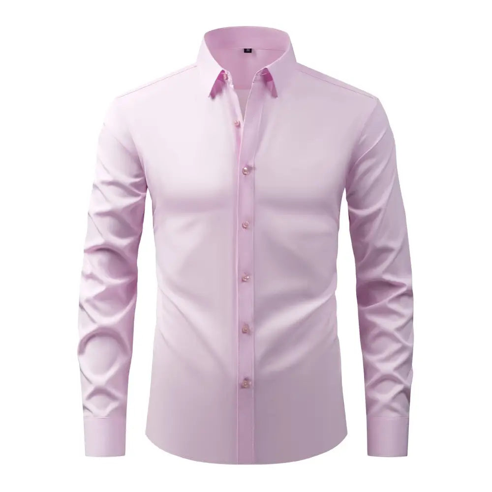 Full Elastic Force Natural Color Button Men’s Plus Size Shirt