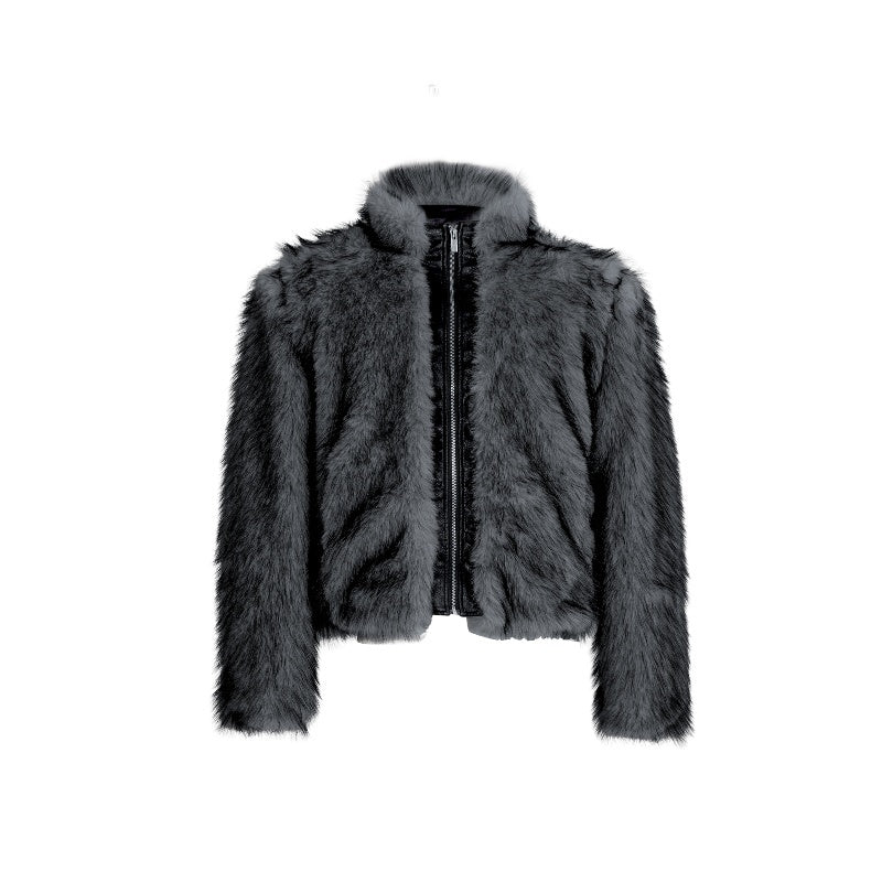 Fur-Stitched Coat – Unique Streetwear | same ANTHEM. - Dark Blue / L - Coat