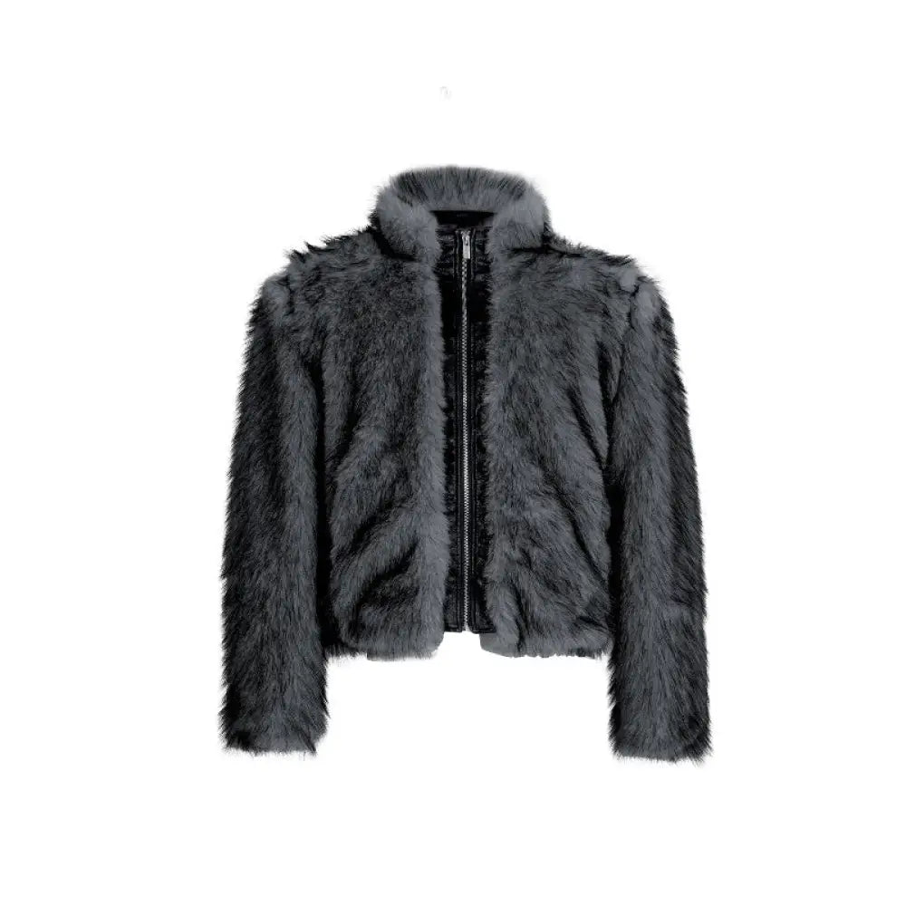Fur-Stitched Coat – Unique Streetwear | same ANTHEM. - Dark Blue / L - Coat