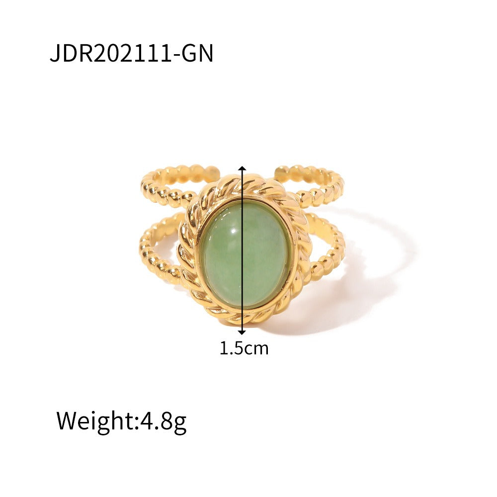 Gemstone Style Titanium Steel Ring – Women’s Statement Jewellery | same ANTHEM - JDR202111-GN