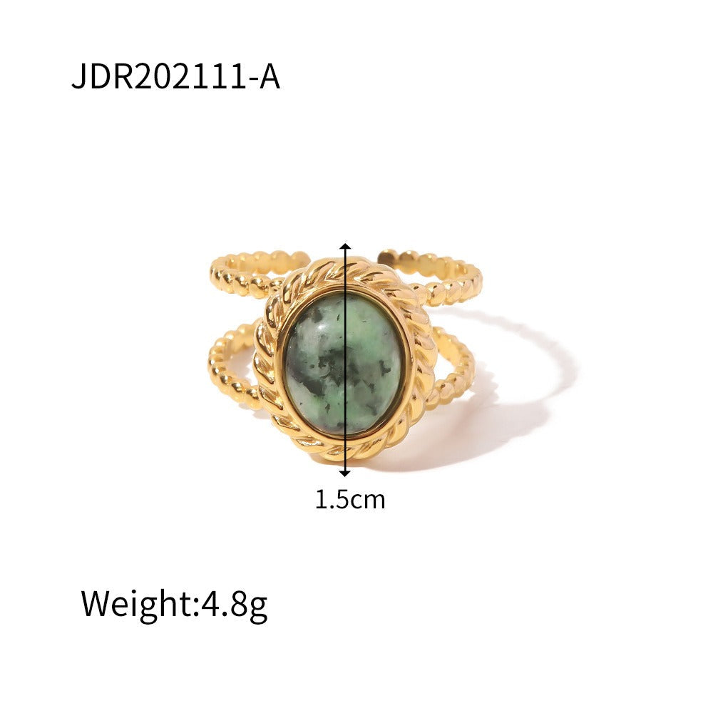 Gemstone Style Titanium Steel Ring – Women’s Statement Jewellery | same ANTHEM - JDR202111-A