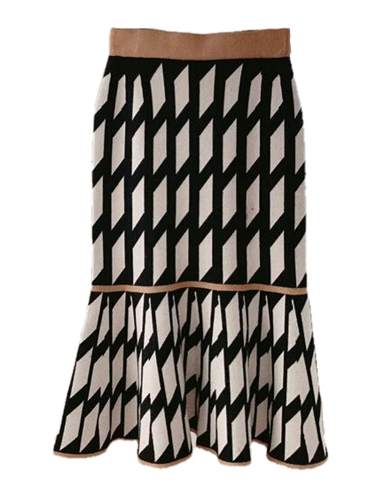 Geometric Fishtail Knit Skirt – same ANTHEM | Vintage Soulmate Streetwear for Friends & Lovers Autumn New Tide Clothes