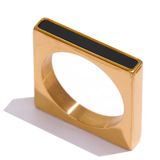 Geometric Square Acrylic & Stainless Steel Ring – Minimalist Women’s Jewellery | same ANTHEM - 8 / Golden Ring