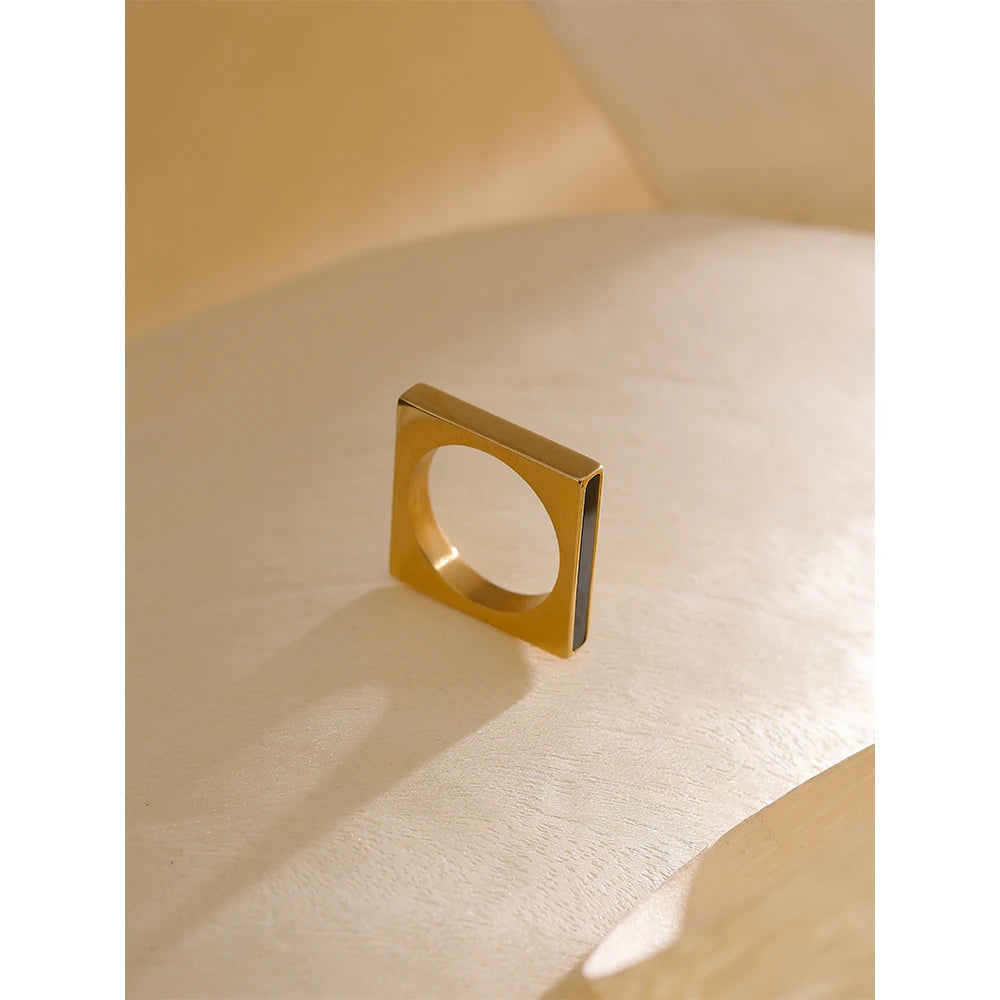 Geometric Square Acrylic & Stainless Steel Ring – Minimalist Women’s Jewellery | same ANTHEM
