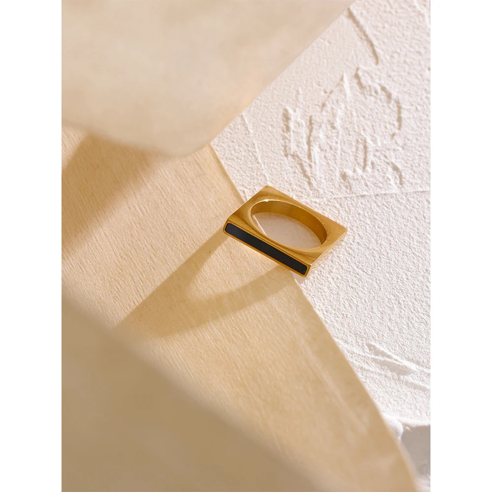 Geometric Square Acrylic & Stainless Steel Ring – Minimalist Women’s Jewellery | same ANTHEM