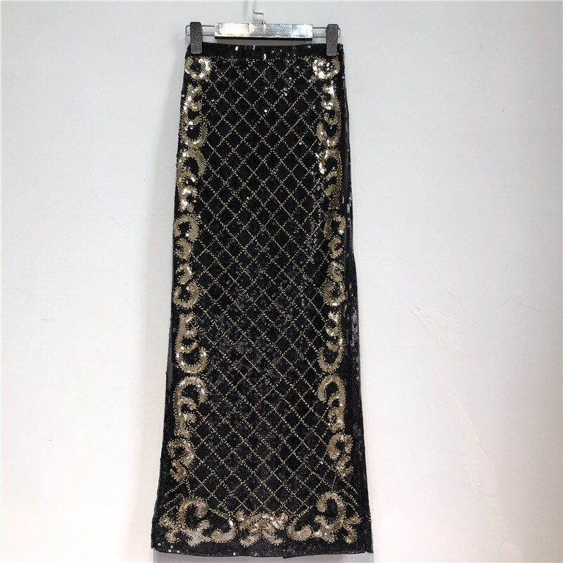 Gold Sequin Boho Pencil Skirt – Soulmate Style | same ANTHEM - arrow design / One Size