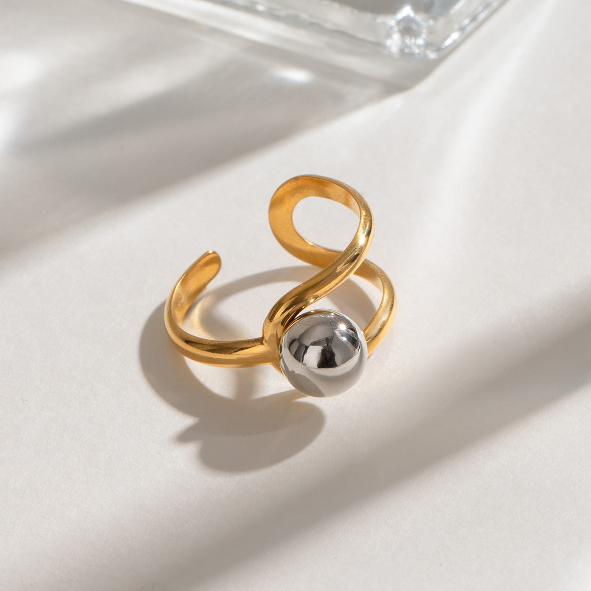 Gold & Silver Matching Line Ring | Minimalist Soulmate Jewelry | Same Anthem - JDRW2411004PS