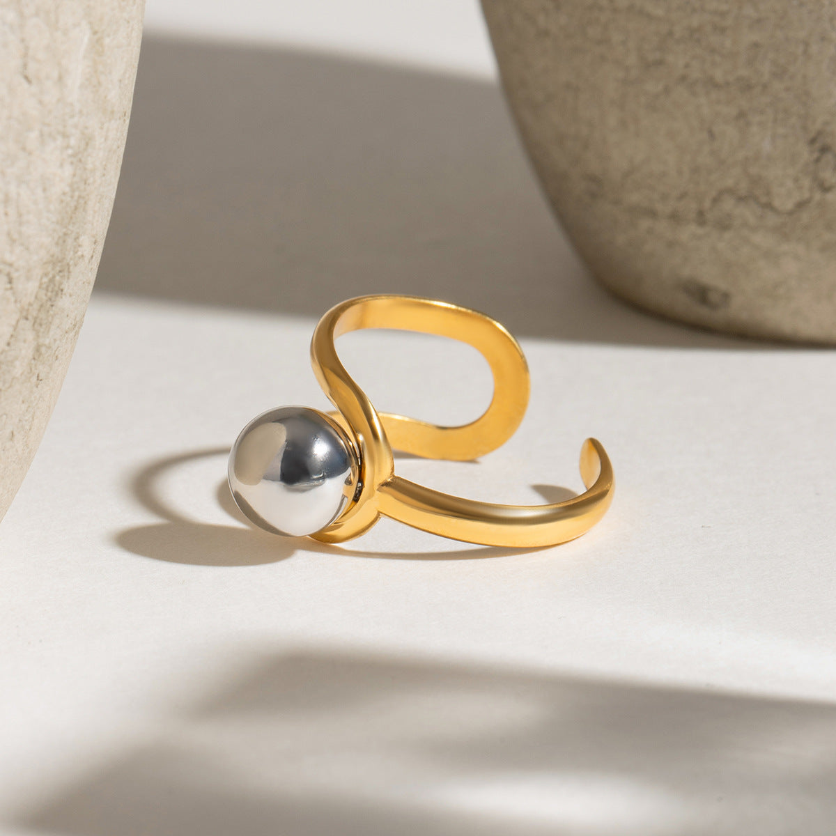 Gold & Silver Matching Line Ring | Minimalist Soulmate Jewelry | Same Anthem - JDRW2411004PS