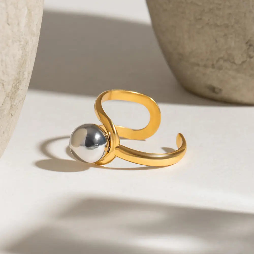Gold & Silver Matching Line Ring | Minimalist Soulmate Jewelry | Same Anthem - JDRW2411004PS