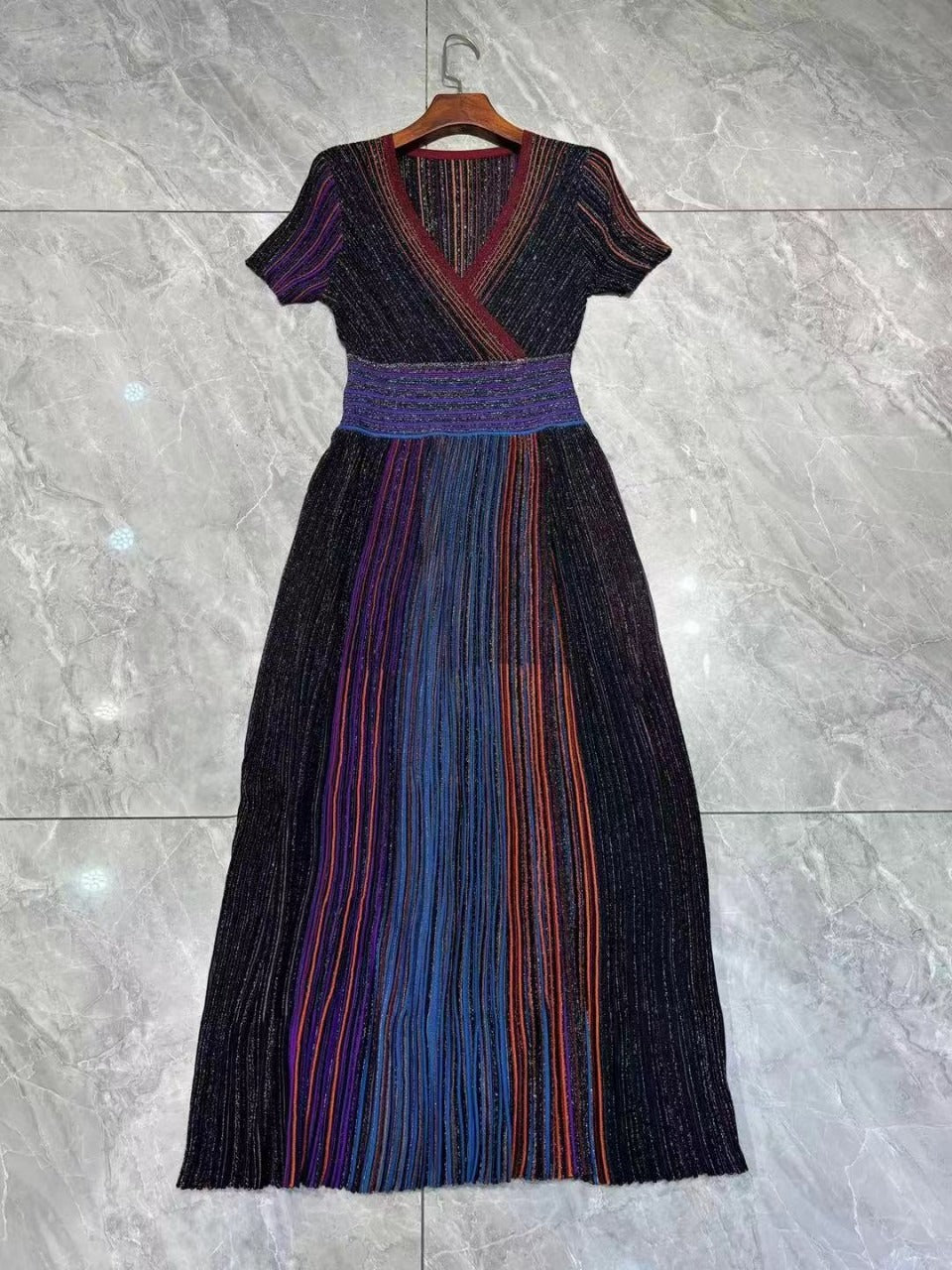 Gradient Pleated Long Dress | same ANTHEM. - Photo Color / S