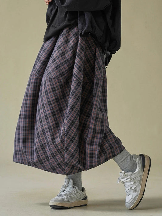 Gray Plaid Flower Bud Skirt – same ANTHEM | Vintage Soulmate Wear for Friends & Lovers Fashion Tide New Spring Autumn