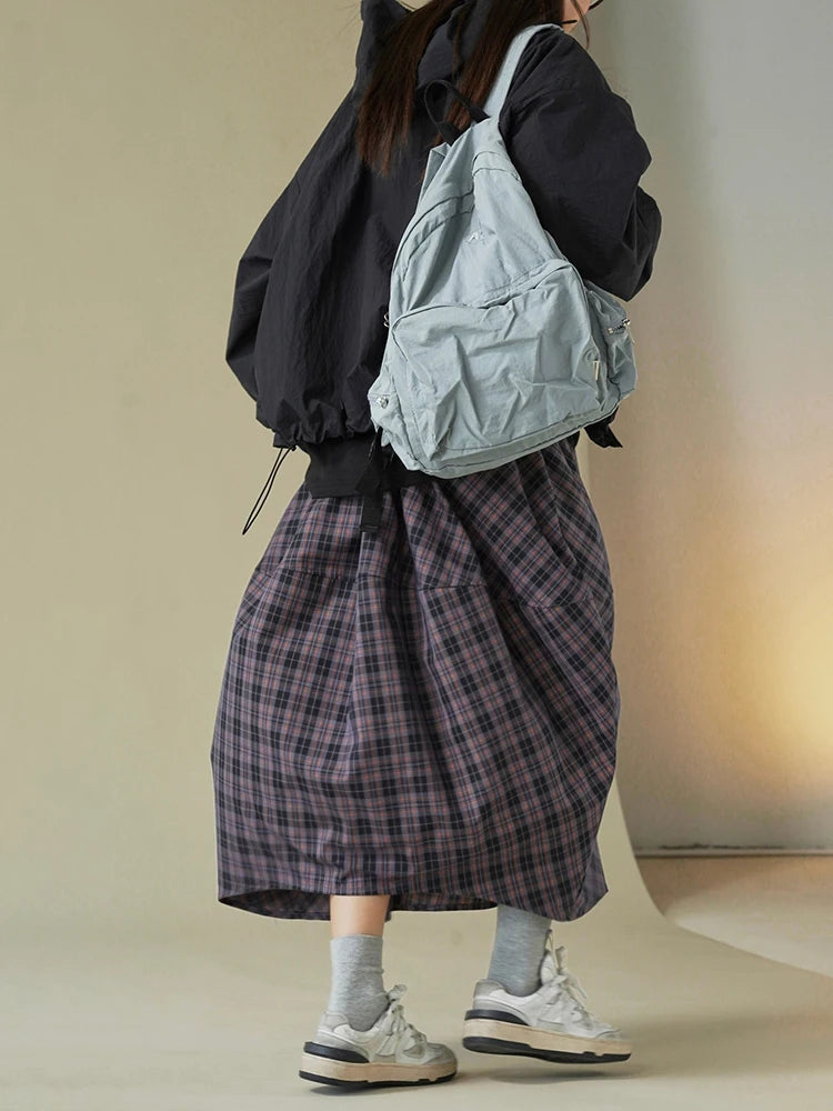 Gray Plaid Flower Bud Skirt – same ANTHEM | Vintage Soulmate Wear for Friends & Lovers Fashion Tide New Spring Autumn